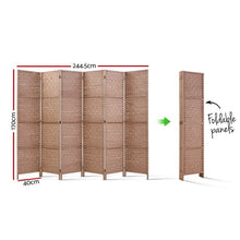 Load image into Gallery viewer, 6 Panel Room Divider Screen Privacy Rattan Timber Foldable Dividers Stand Hand Woven