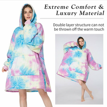 Load image into Gallery viewer, Rainbow Tie Dye Blanket Hoodie