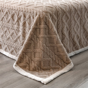Pineapple Fleece Quilt Cover Set - Camel