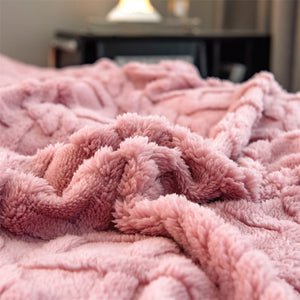 Pineapple Fleece Quilt Cover Set - Pink