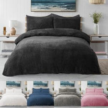 Load image into Gallery viewer, Teddy Bear Fleece Quilt Cover - Charcoal