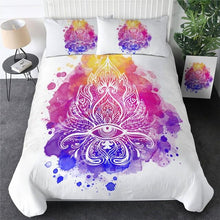Load image into Gallery viewer, Mandala Quilt Cover Set - Watercolor Lotus