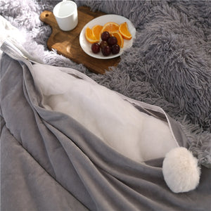 Fluffy Quilt Comforter - Grey