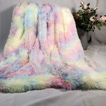 Load image into Gallery viewer, Rainbow Fluffy Blanket set with pillowcases