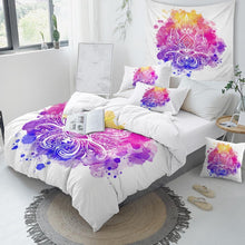 Load image into Gallery viewer, Mandala Quilt Cover Set - Watercolor Lotus