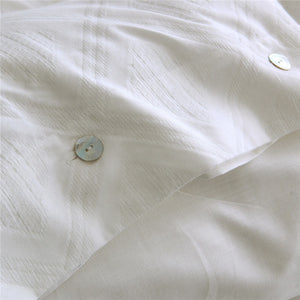 Luxury 100% Cotton Clipping Diamond 4pcs Bedding Set - White
