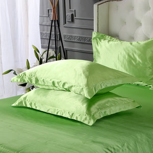 Satin Bedding Set - Lime Green