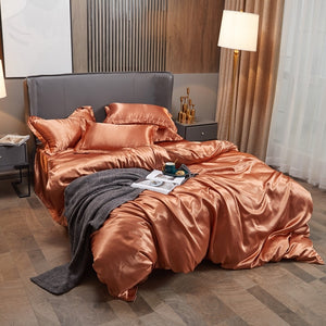 Satin Bedding Set - Rusty Gold
