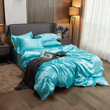 Load image into Gallery viewer, Satin Bedding Set - Aqua Blue