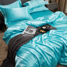 Load image into Gallery viewer, Satin Bedding Set - Aqua Blue