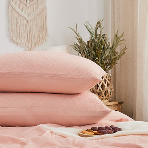 100% Cotton Chenille Bedding Set - Pink