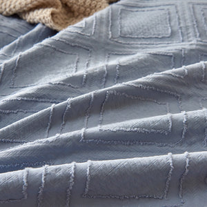 100% Cotton Chenille Bedding Set - Blue