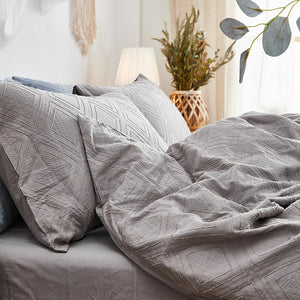 100% Cotton Chenille Bedding Set - Dusty Grey