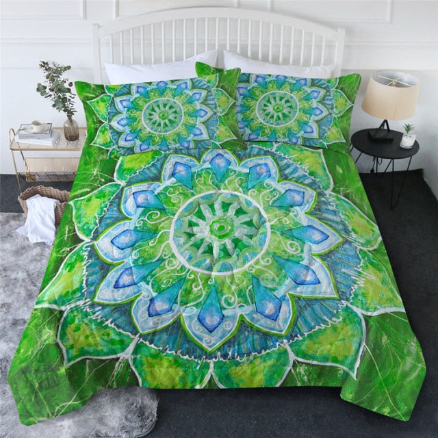 Mandala Summer Comforter Coverlet - Green Life