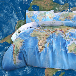 World Map Bed Set
