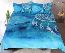 Load image into Gallery viewer, Mandala Quilt Cover Set - Blue Dreamcatcher