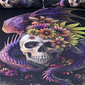 Mandala Quilt Cover Set - Flowery Skull by Sunima