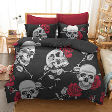 Load image into Gallery viewer, Stone Roses Skull Bedding Set