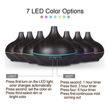 Load image into Gallery viewer, Wood colour Ultrasonic Humidifier With 7 Color Lights