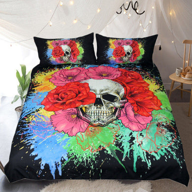Floral Skull Bedding Set