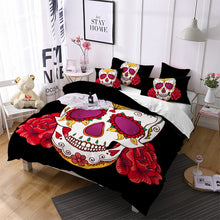 Load image into Gallery viewer, Skull Red Flowers Bedding Set