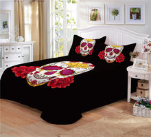 Load image into Gallery viewer, Skull Red Flowers Bedding Set