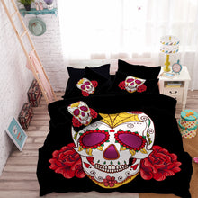 Load image into Gallery viewer, Skull Red Flowers Bedding Set
