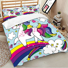 Load image into Gallery viewer, Mandala Quilt Cover Set - Happy Self Unicorn