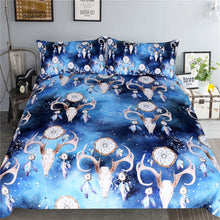 Load image into Gallery viewer, Mandala Quilt Cover Set - Bull Head Skull