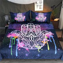 Load image into Gallery viewer, Mandala Quilt Cover Set - Hamsa Hand
