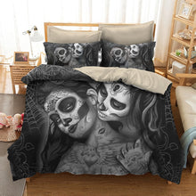 Load image into Gallery viewer, Couple kissing sugar Skull Bedding Set