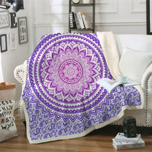 Load image into Gallery viewer, Mandala Flower Sherpa Throw or Blanket