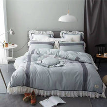 Load image into Gallery viewer, Bamboo Cotton Luxury Grey Lace Bedding set