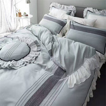 Load image into Gallery viewer, Bamboo Cotton Luxury Grey Lace Bedding set