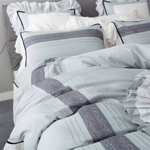 Bamboo Cotton Luxury Grey Lace Bedding set