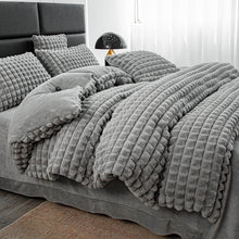 Load image into Gallery viewer, Rabbit Faux Fur Quilt Cover Set - Grey