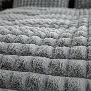 Rabbit Faux Fur Quilt Cover Set - Grey
