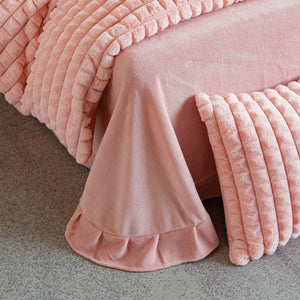 Rabbit Faux Fur Quilt Cover Set - Pink