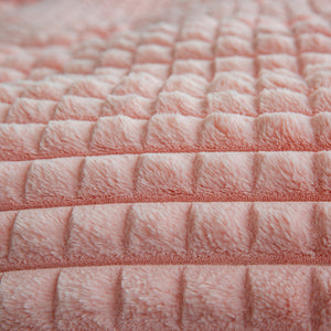 Rabbit Faux Fur Quilt Cover Set - Pink