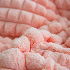 Rabbit Faux Fur Quilt Cover Set - Pink