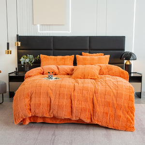 Rabbit Faux Fur Quilt Cover Set - Orange