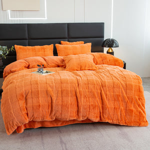 Rabbit Faux Fur Quilt Cover Set - Orange