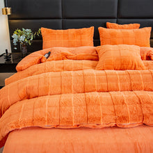 Load image into Gallery viewer, Rabbit Faux Fur Quilt Cover Set - Orange