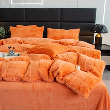 Load image into Gallery viewer, Rabbit Faux Fur Quilt Cover Set - Orange