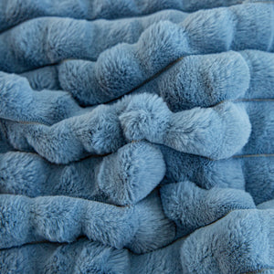 Rabbit Faux Fur Quilt Cover Set - Blue