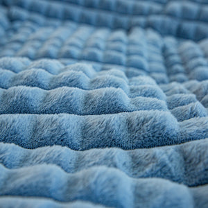 Rabbit Faux Fur Quilt Cover Set - Blue
