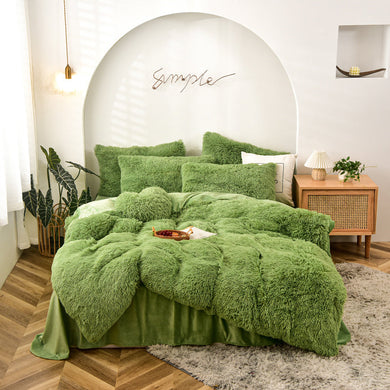 Fluffy Quilt Cover Set - Avocado King with Mattress skirt - CLEARANCE