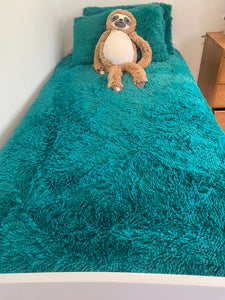 Fluffy Quilt Cover Set - Teal - CLEARANCE