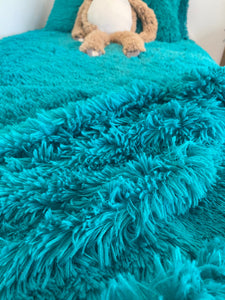 Fluffy Quilt Cover Set - Teal - CLEARANCE