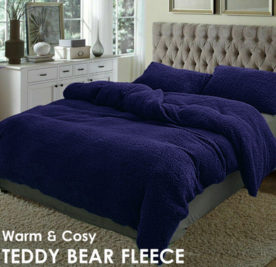 Teddy Bear Fleece Quilt Cover - Midnight